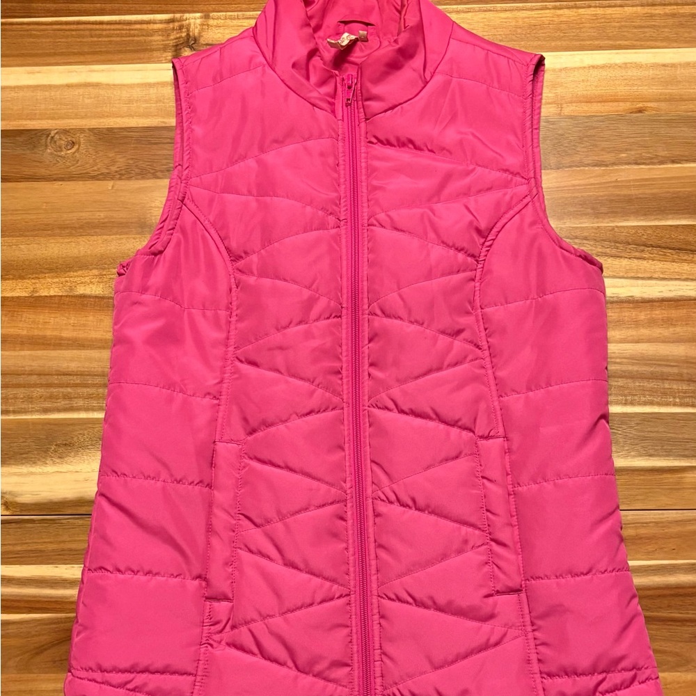 Red Camel Sleeveless Puffer Vest Full Zip Size S Pink Zippered Pockets High Neck
